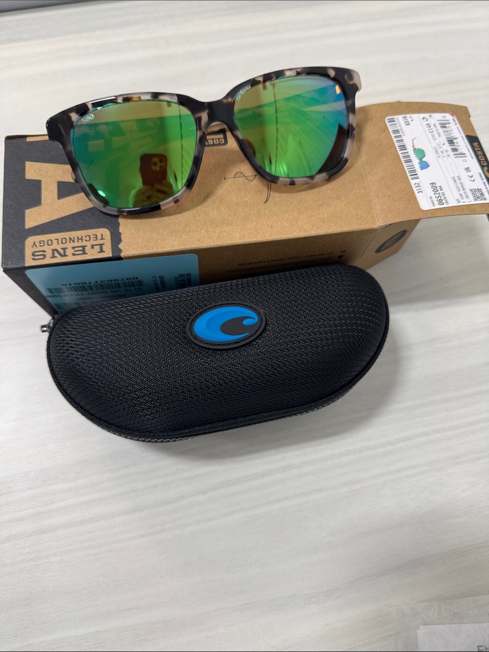 Costa May 210 06S2009 Tortoise Sunglasses with Green Mirrored Lenses